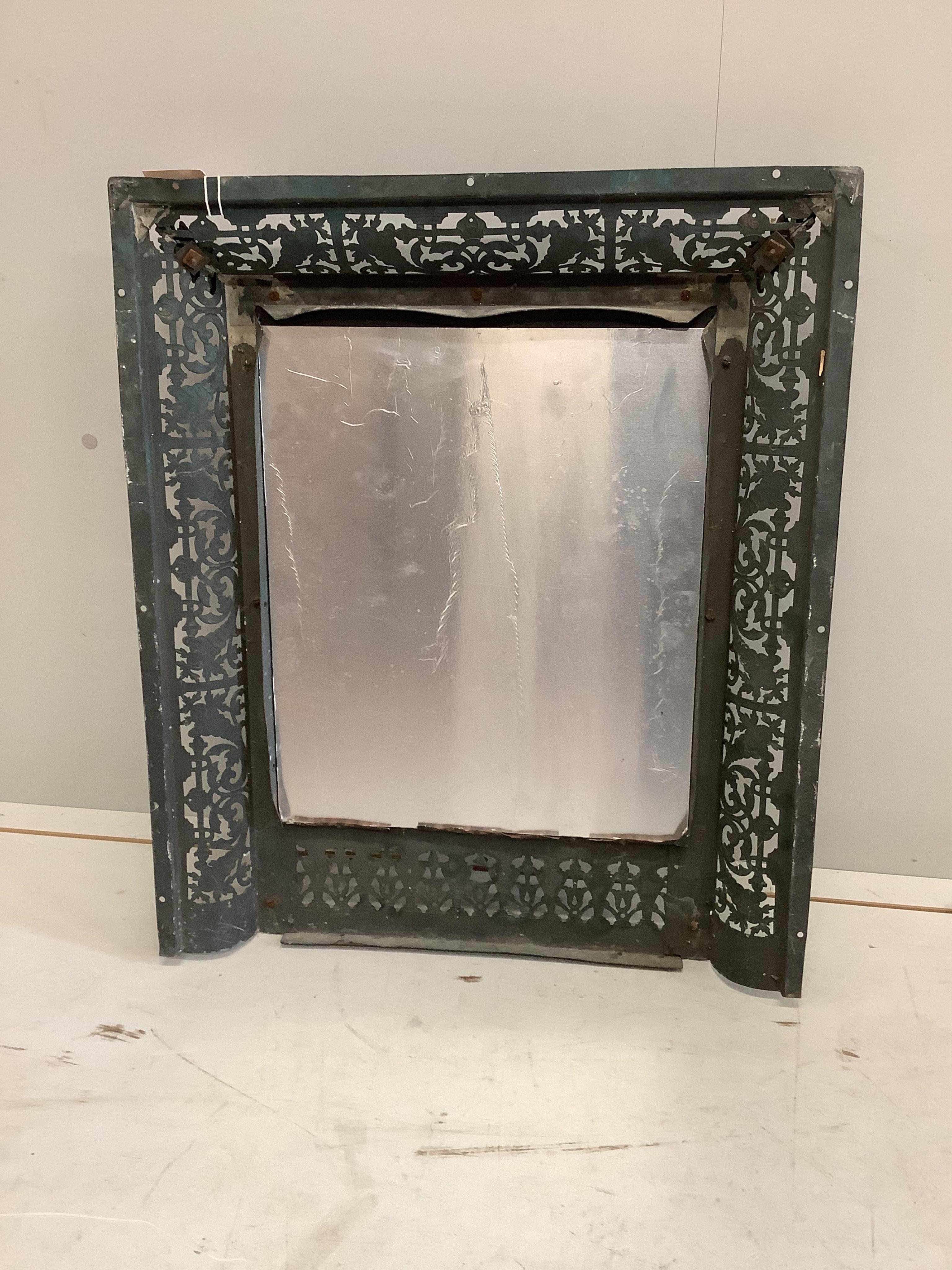 A 19th century Continental pierced copper wall mirror, 71 x 60cm